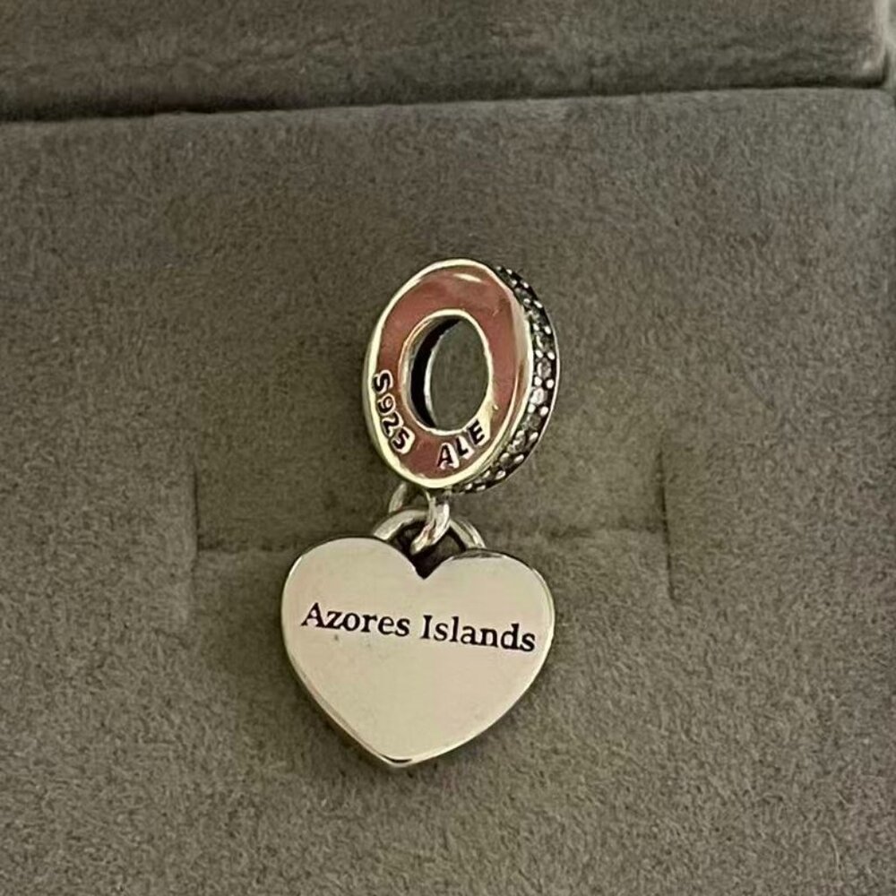 Pandora Azores Flag Exclusive Charm Travel Heart Bead Authentic New with Box - Picture 2 of 4